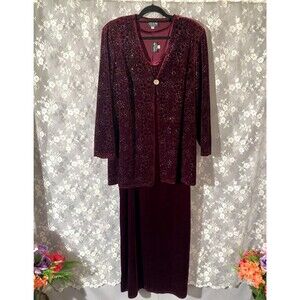 Vintage 90s Velvet Dress & Cardigan 1990s Cocktail Holiday Retro Fancy Size 20